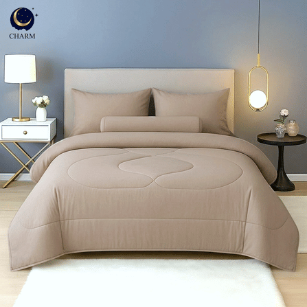 ชุดผ้าปูที่นอน 5 ฟุต 6 ชิ้น CHARM สี LATTE BEIGE คอลเลคชั่น CLASSIC_1
